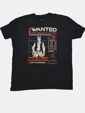 Funko Pop Mens Star Wars Wanted For Smuggling Han Solo Black Shirt New XS-Large